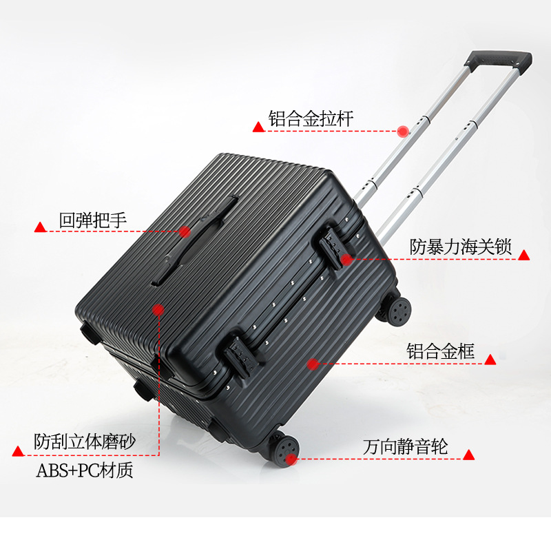 Maleta con Ruedas Universales en Forma de Taburete, Elegante Diseño de 18 Pulgadas, con Marco de Aluminio, Candado de Combinación, Ideal para Estudiantes, Unisex, para Viajes.