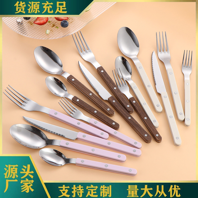 Cross-border Stainless Steel Knife, Fork, Spoon, Willow Nails, Clipped Handle, Dessert, Spoon and Fork, French Steak, Knife and Fork, Hotel Western-style Tableware Cross-border Stainless Steel Knife, Fork, Spoon, Willow Nails, Clipped Handle, Dessert, Spoon and Fork, French Steak, Knife and Fork, Hotel Western-style Tableware