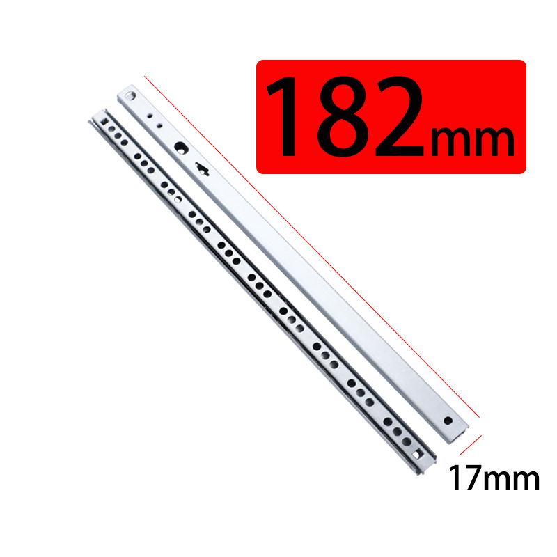17mm wide two-way drawing slide 1708 two-section walking ball silent steel ball track small thin narrow guide slide