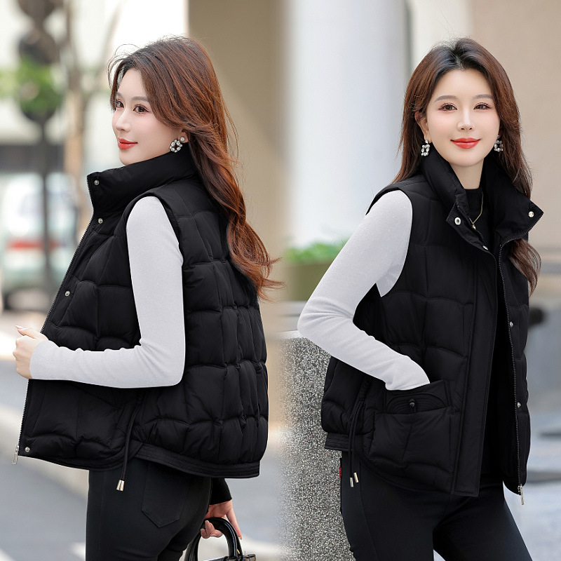 Otoño y invierno chaleco de pluma de algodón corto para mujeres 2025 moda de chicas con cuello caliente chaleco de abrazadera de hombro chaqueta image 11