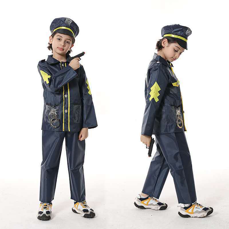 Traje de policía para niños de venta caliente transfronterizo Traje de rol de fiesta de Halloween Traje de actuación de Interpol para niños