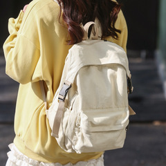 日系純色雙肩包女2024開學季書包男韓版高中輕便背包女學生雙肩包