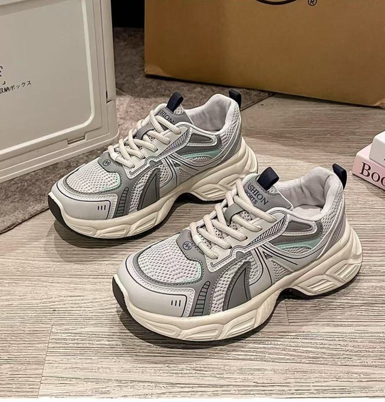 网红老爹鞋女2025春季新款网面厚底超火百搭显脚小增高休闲运动鞋|undefined