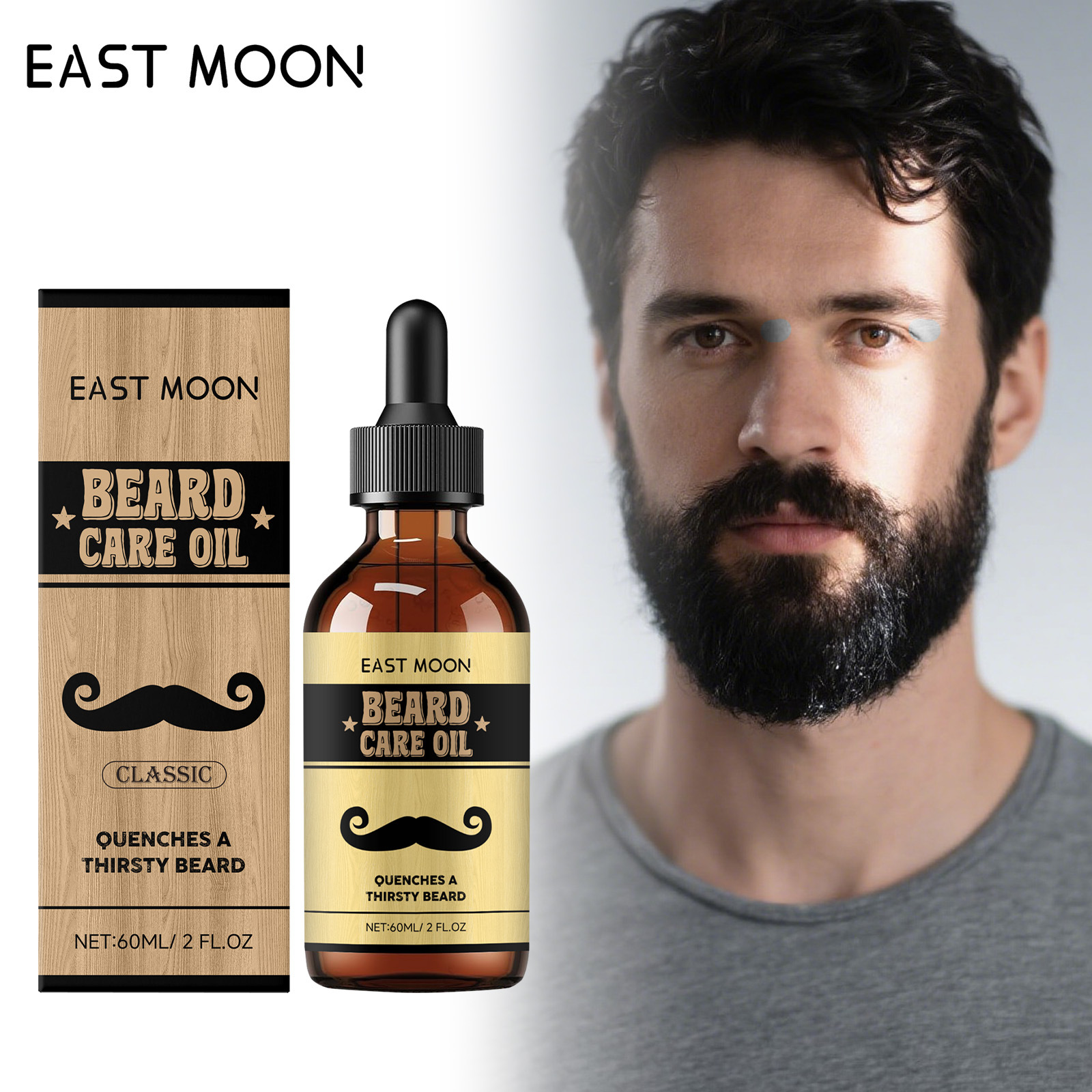 EAST MOON beard care oil, refreshing texture, delicate, fresh, light and comfortable, men's daily care oil