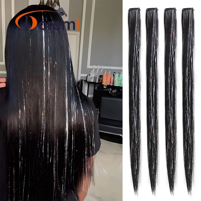 Wig Foreign Trade Cross-border Card Hair Gold Hanging Ear Wig Gold Color Hair Laser One-piece 60cm10g