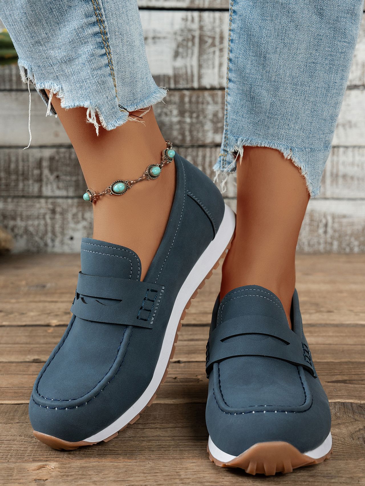 Comfortable Plus Size Women's Running Shoes Spring British Style Loafers Thick Soled_voghion.com