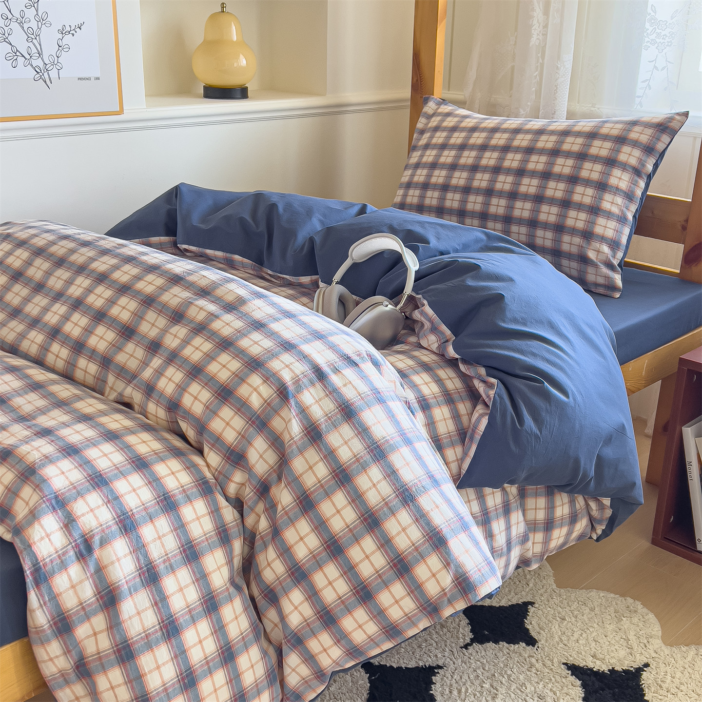 Juego de cama de dormitorio de estudiantes de tres piezas de algodón puro 2025 nuevas sábanas de cuatro piezas fundas de edredón