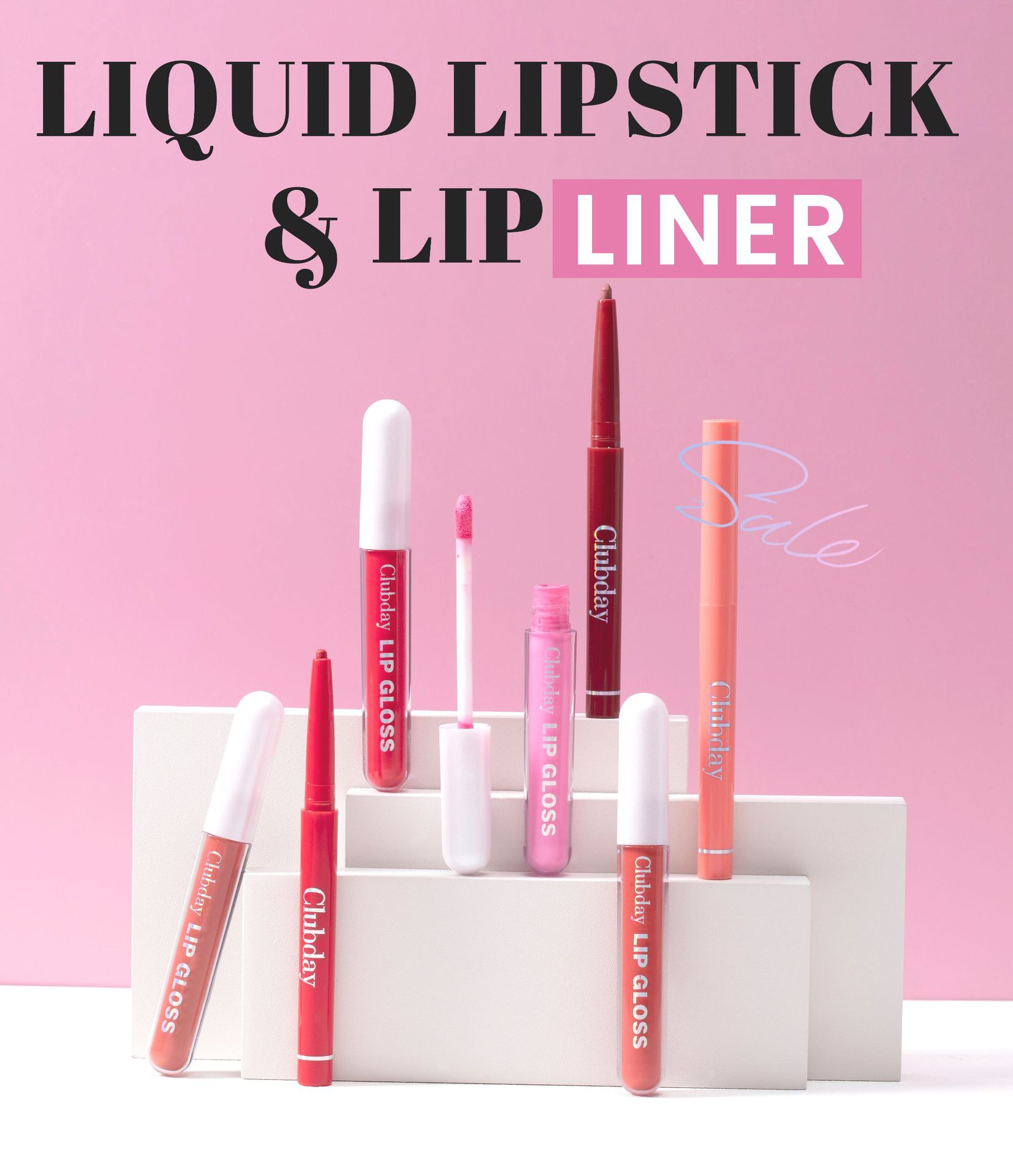 Clubday Lip Makeup 1+1 Set: Velvet Matte, Water-repellent Lip Gloss and Outlining Lip Pen details Picture
