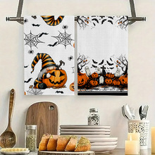 亚马逊万圣节印花毛巾恐怖南瓜图案吸水方巾鬼节氛围感耐用洗手巾