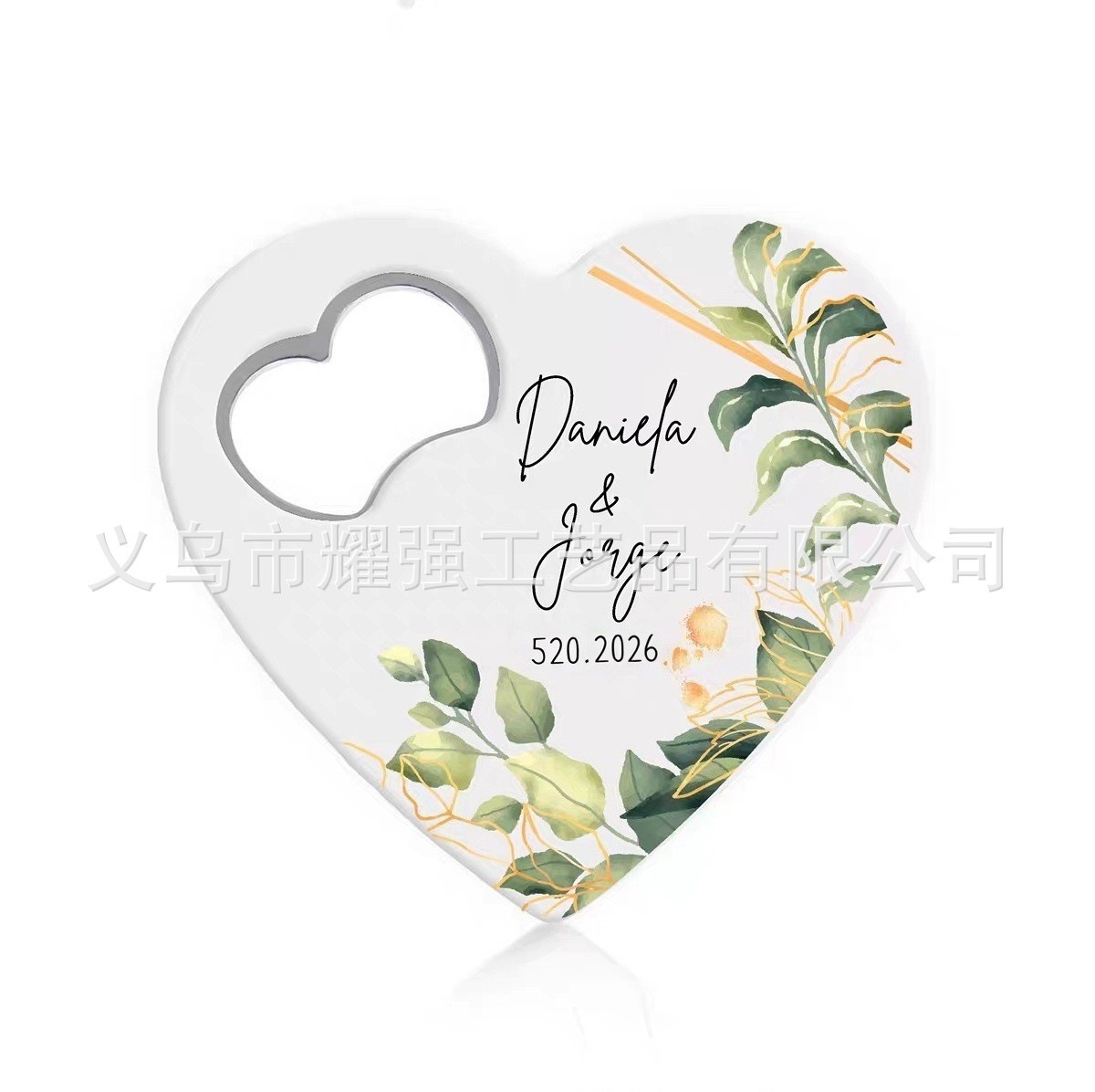 Abridor de botellas de plástico con forma de corazón