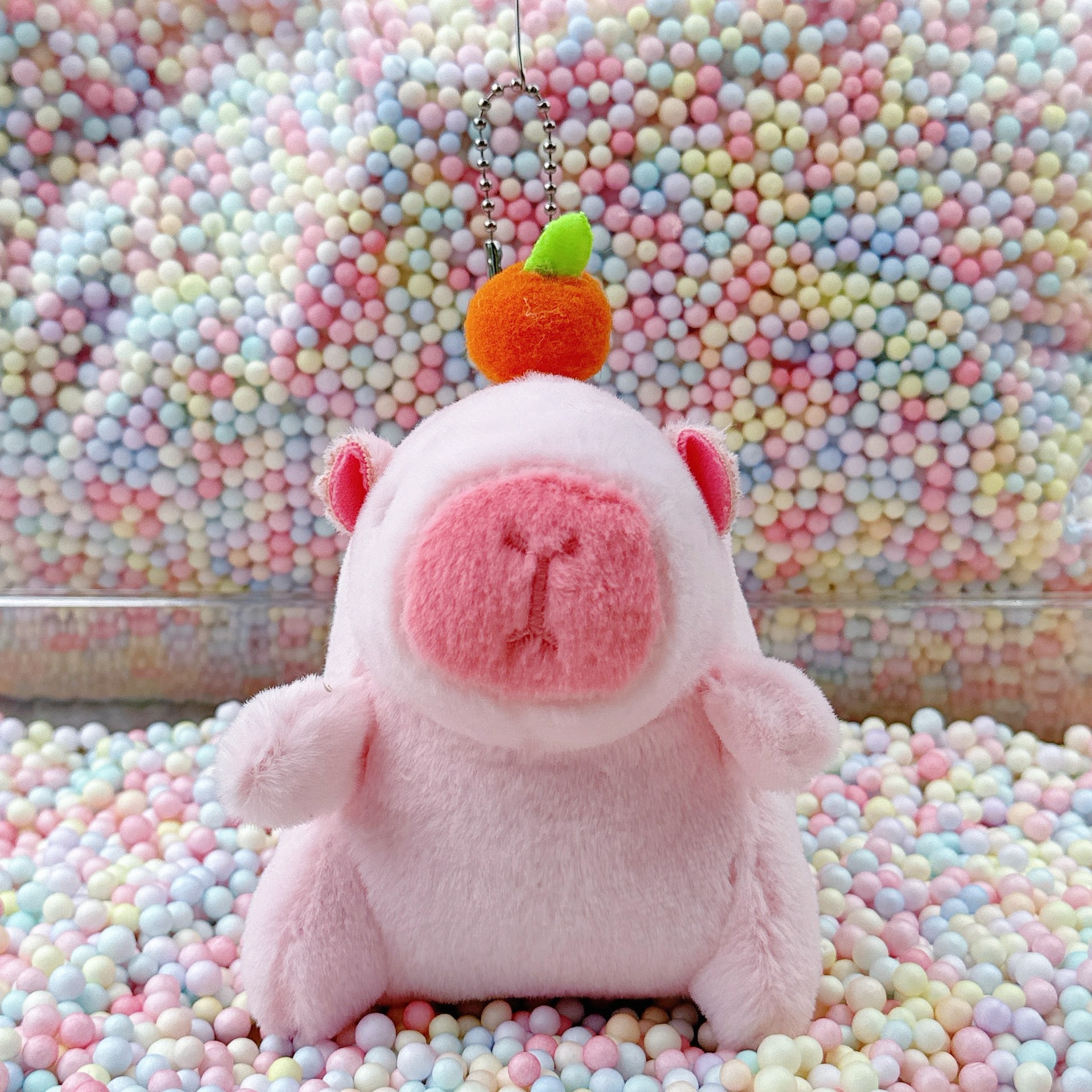 핑크 오렌지 카피발라 + 비즈 체인