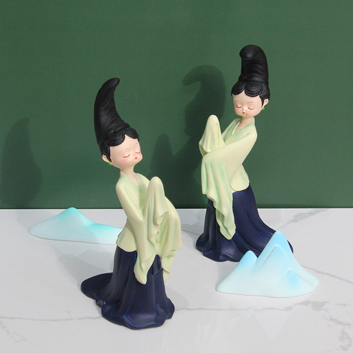 New Chinese style green lady light luxury art TV cabinet desktop national trend ornaments living room wine cabinet home decorations