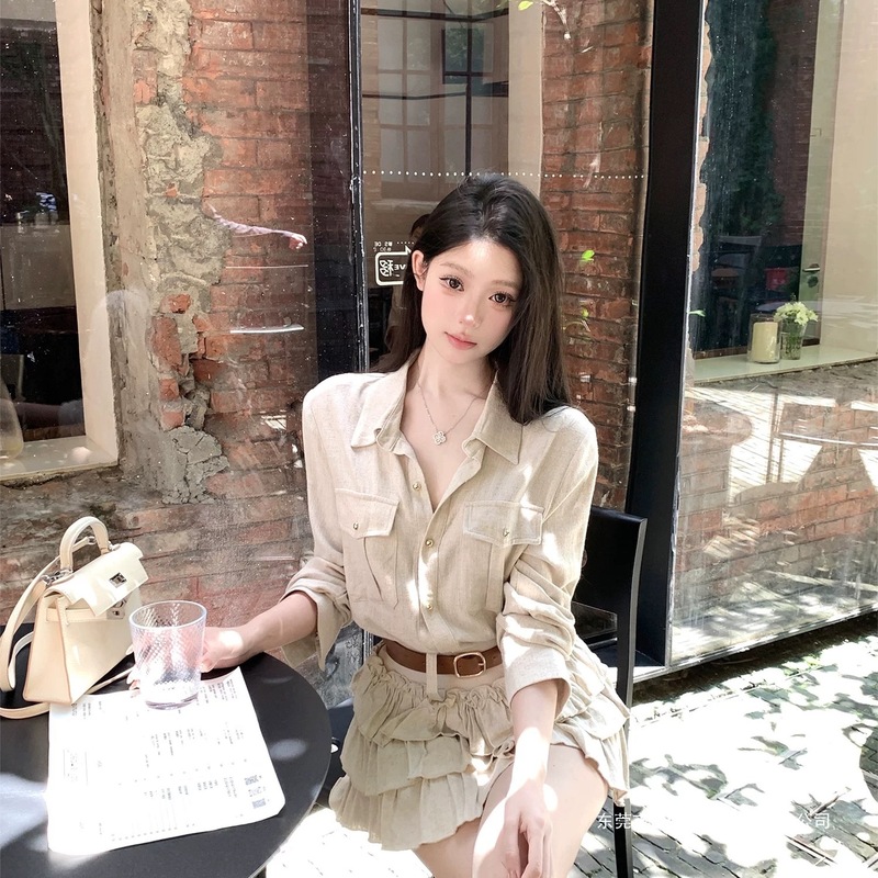 法式复古老钱风长袖衬衫上衣女秋冬感气质半身裙纯欲两件套装|undefined