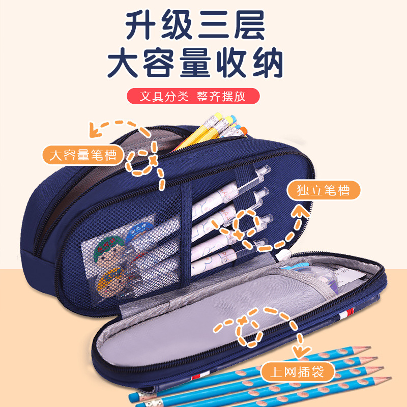 Nueva bolsa de lápiz de aire británico para niños y niñas, caja de papelería multifuncional, almacenamiento multicapa, caja de lápiz de color de gran capacidad