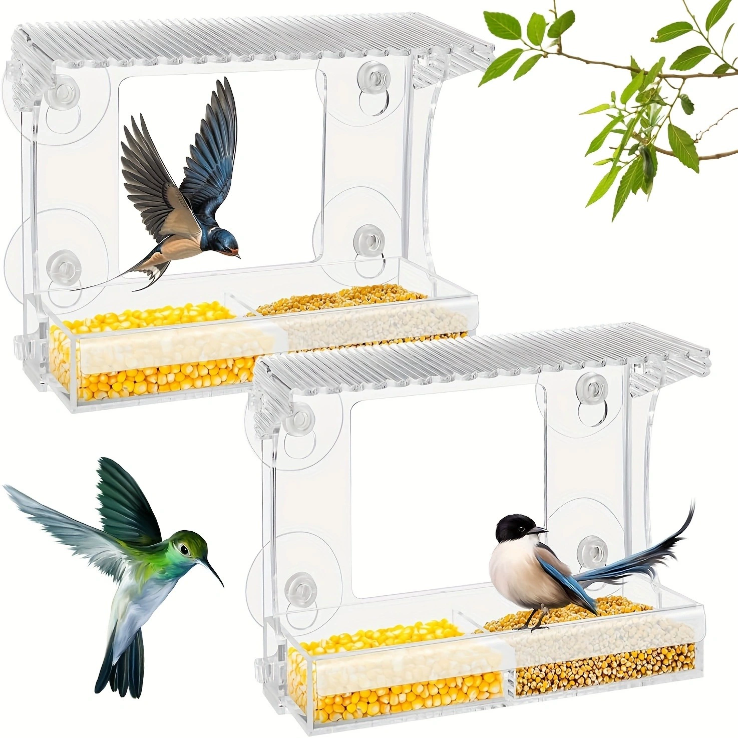 Суперпрочная кормушка для птиц на присоске с дренажным отверстием. Кормушка для птиц на подоконнике только для птиц. Лянп