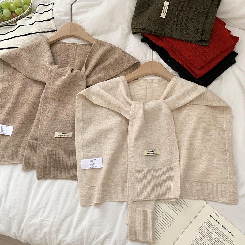 Challas de otoño de moda 2025 nuevo challas de punto de alta sensación de color sólido challas al por mayor