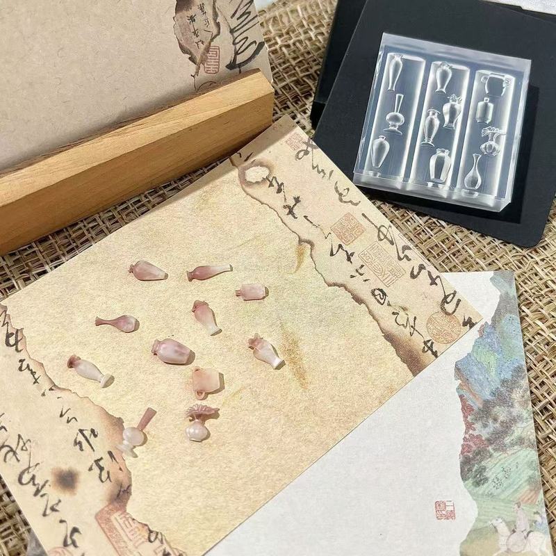 瓶子美甲模具国风美甲青花瓷美甲饰品立体中式花瓶穿戴甲工具批发|undefined
