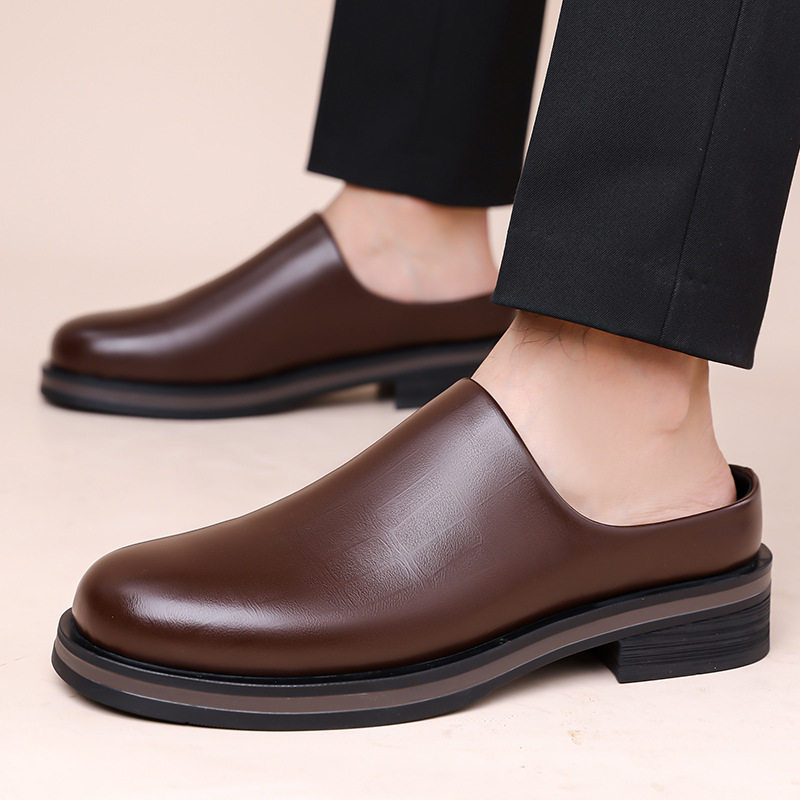 Dép sandal nam quai ngang kiểu lười xỏ chân, mặt giày bóng nhẹ, đế cao su êm chân — Z7123 màu đen, z7123 màu nâu