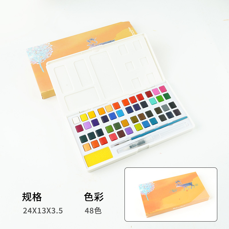 Venta al por mayor 50/72/90/100 color portátil sólido acuarela caja de hierro traje pintura arte pintura personalización transfronteriza