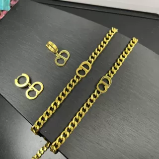 欧美ins简约项饰 字母双D不锈钢锁骨链 镀18k金猪鼻子不锈钢项链