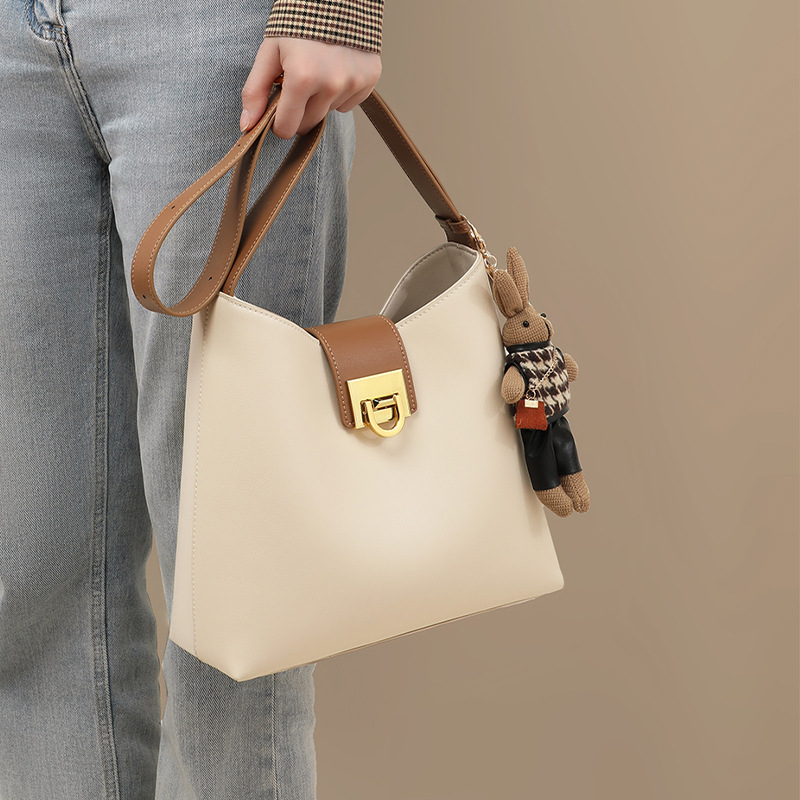 Bolso de Cubo Bandolera para Mujer de Piel de Vaca y Cuero Sintético de Gran Capacidad para Uso Diario