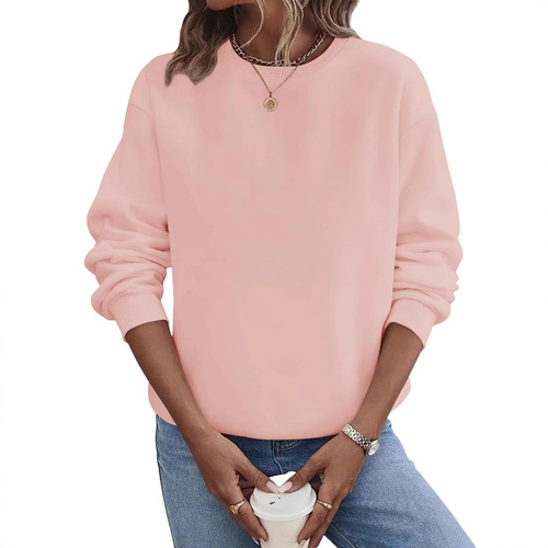 Women's Autumn/Winter E-commerce European Station Comfort Crew Neck Sweatshirt Solid Color Plain Large Size Fashion Sweatshirt