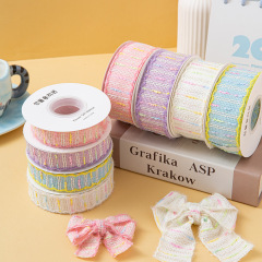 フックニットマカロンリボン格子リボンDIY蝶結び手作り髪飾り布芸部品材料