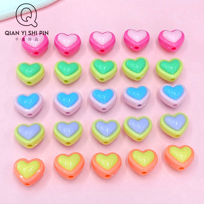 Cuentas sueltas de empalme amor de 16x18mm, color sólido, para perforación DIY, accesorios para pulseras, collares, cadenas de teléfono móvil y cabello.