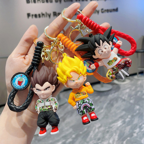 Cartoon Anime Doll Dragon Ball Keychain Sun Wukong Car Key Chain Bag Pendant Claw Machine Small Gift Wholesale