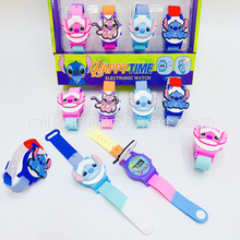 外贸萌宠卡通玩具手表史迪仔翻盖硅胶可爱学生电子表地摊儿童手表