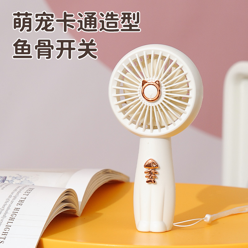 新款萌宠口袋手持小风扇迷你便携式夜灯挂绳充电学生桌面广告礼品