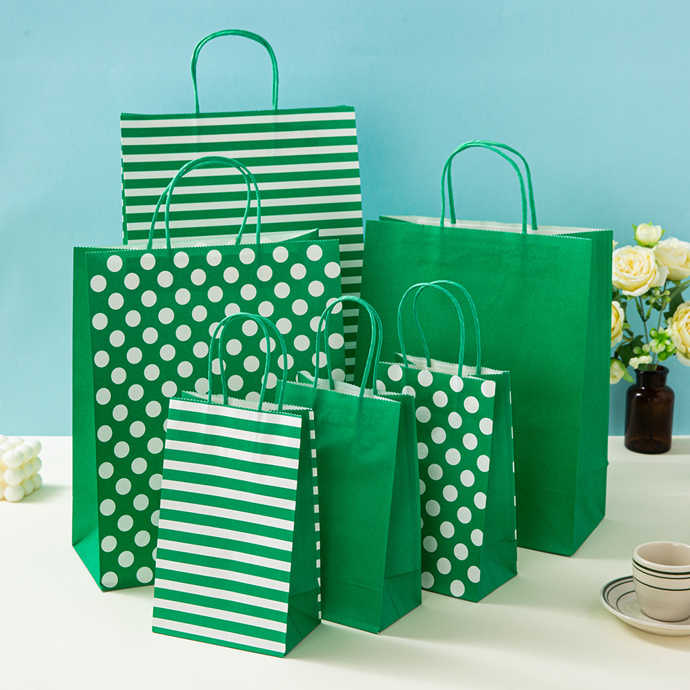 Polka Dot sarga mancha color bolsa de papel Regalo de Cumpleaños bolsa de embalaje de vacaciones bolsa de papel Kraft bolso de regalo de mano en stock lote