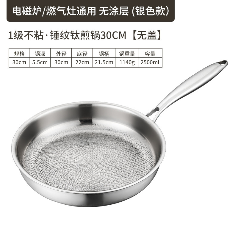金色钛锤纹煎锅家用无涂层牛排平底煎锅钛合金不粘锅煤气灶有钛锅|undefined