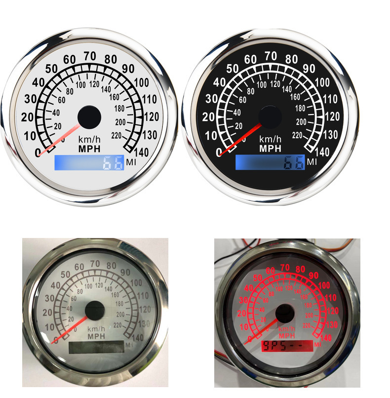 Dual-unit gps meter for vehicles and boats: 0-220km unit and 0-140 miles unit speed meter