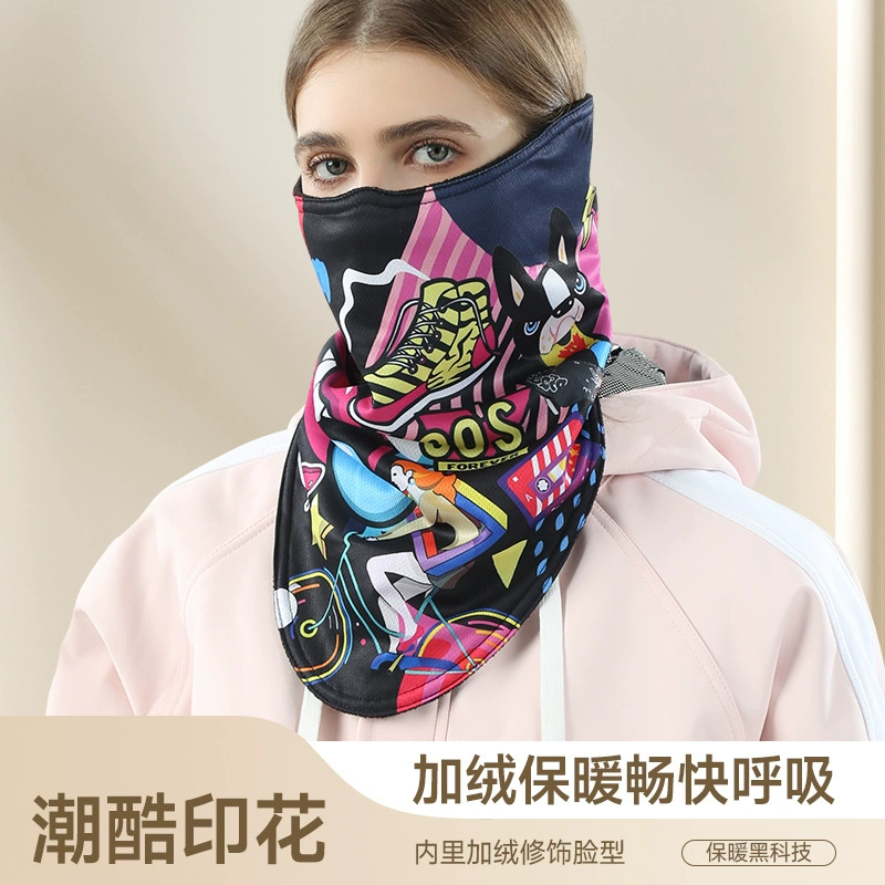 Трансграничная зимняя Лыжная маска флис двойной борт Спорт на открытом воздухе на велосипеде Защита от холодного ветра лицо шеи