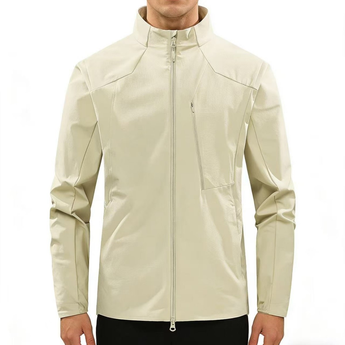 Spring and autumn outdoor jacket for women, windproof lightweight jacket for mountaineering, high-end stand-up collar simple commuter windbreaker for men