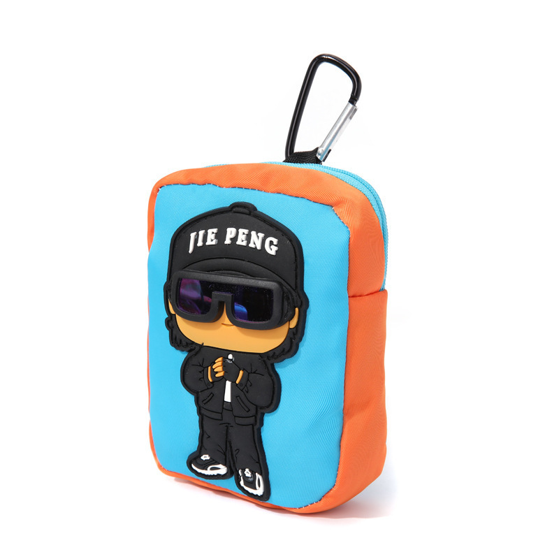 Cartoon Blue Small Bag Card Bag Short Portable Hanging Bag Headphone Bag Trendy Brand Storage Anti-lost Coin Purse Men's and Women's Hanging Accessories