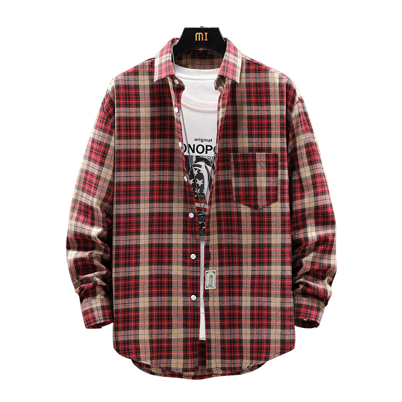 Camisa a cuadros de los hombres más tamaño 2023 otoño nuevo estilo coreano Moda suelta juventud guapo camisa hombres