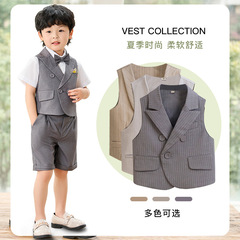 兒童馬甲春秋新款英倫單開衫男童周歲生日宴會演出服小童花童禮服