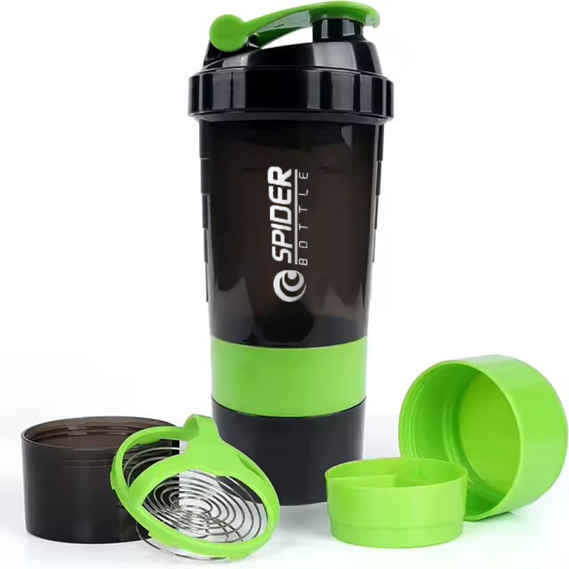 550ml de tres capas shaker taza de gran capacidad de taza de polvo de proteína taza de agua deportiva taza de gimnasio de mano taza de batido al aire libre