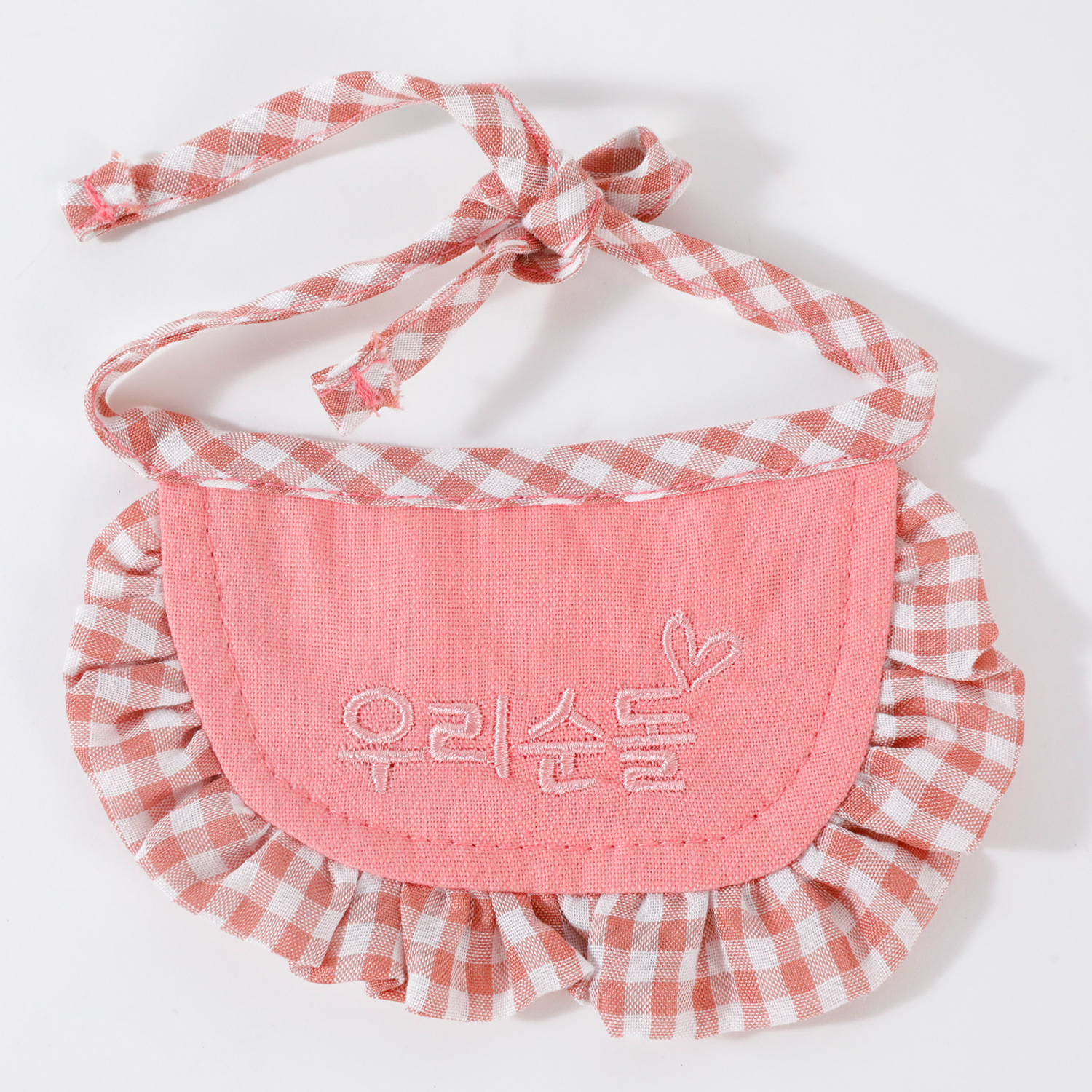 코튼 체크 무늬 타액 타월-핑크