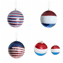 莱涛2024新款美国独立日亮片球美国国庆节红白蓝装饰球泡沫球挂件