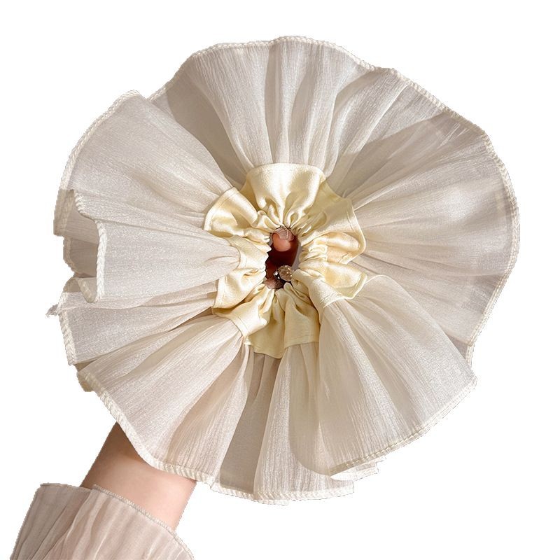 Malla de tela, flor de trompeta, lazo para el cabello del intestino grueso, gran temperamento de alto valor, cuerda para el cabello versátil, accesorios para el cabello elegantes y dulces para el cabello de moda