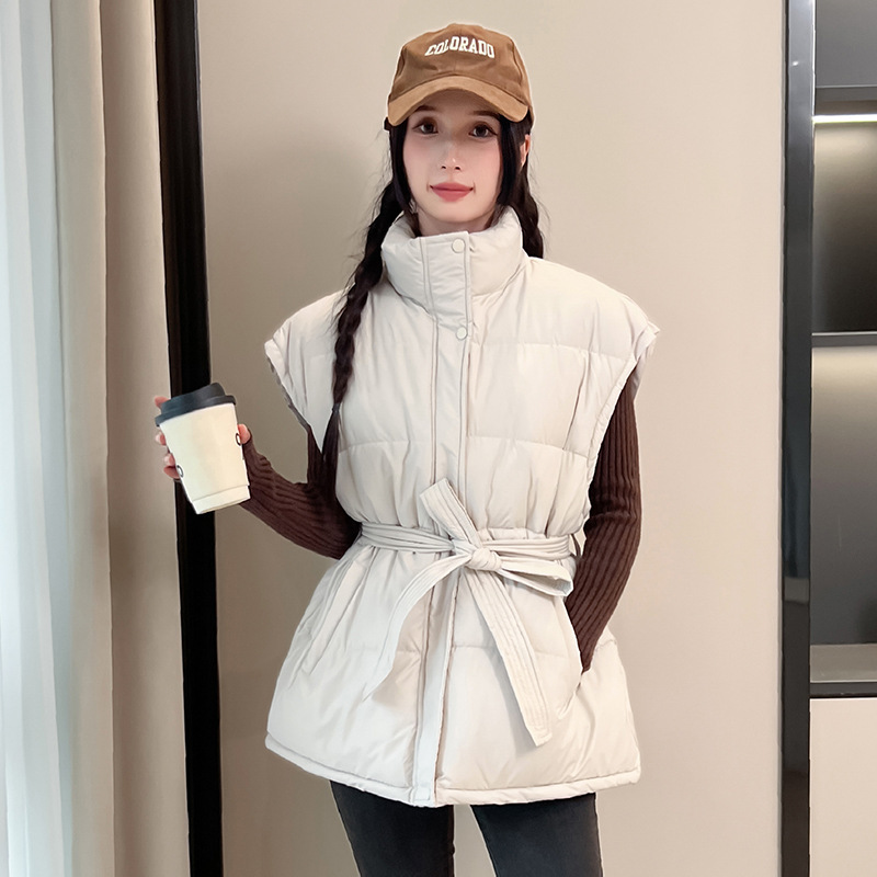 收腰棉服背心马甲女秋冬新款立领2025年韩版宽松时尚加厚洋气外套|undefined