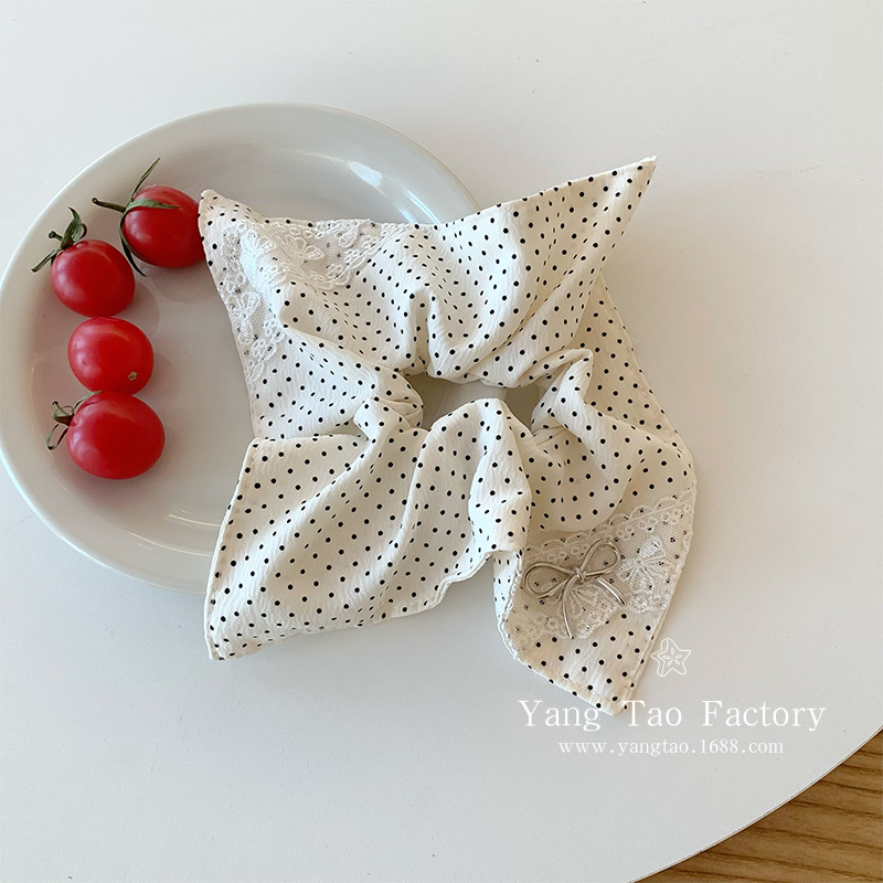 ¡Vaya, qué temperamento! Cuerda para el cabello con lazo coreano, lazo para el cabello del intestino grueso, cuerda para la cabeza, media cola de caballo, accesorios para el cabello cuadrados, lunares