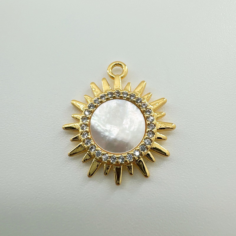 6g Weight Pendant Jewelry Making Type Diameter 10mm Jewelry Making Size Shell Inlay Material DIY Jewelry Accessories Classification 1 Piece Quantity Copper Material Clouds, Sun Pattern Plating, Inlay Design Classic Style Style 1 Piece Diameter 10mm Copper Shell Clouds Sun Pendant 12
