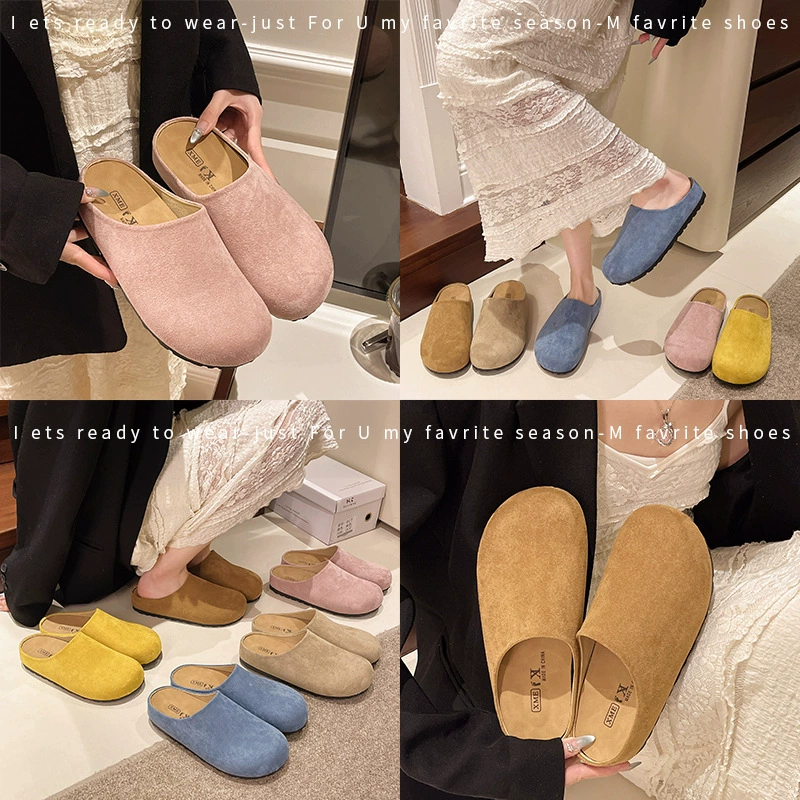 Разноцветные повседневные тапочки, полутапочки на толстой подошве, женские мягкие кожаные тапочки Birkenstock, верхняя одежда, женские сандалии на мягкой подошве