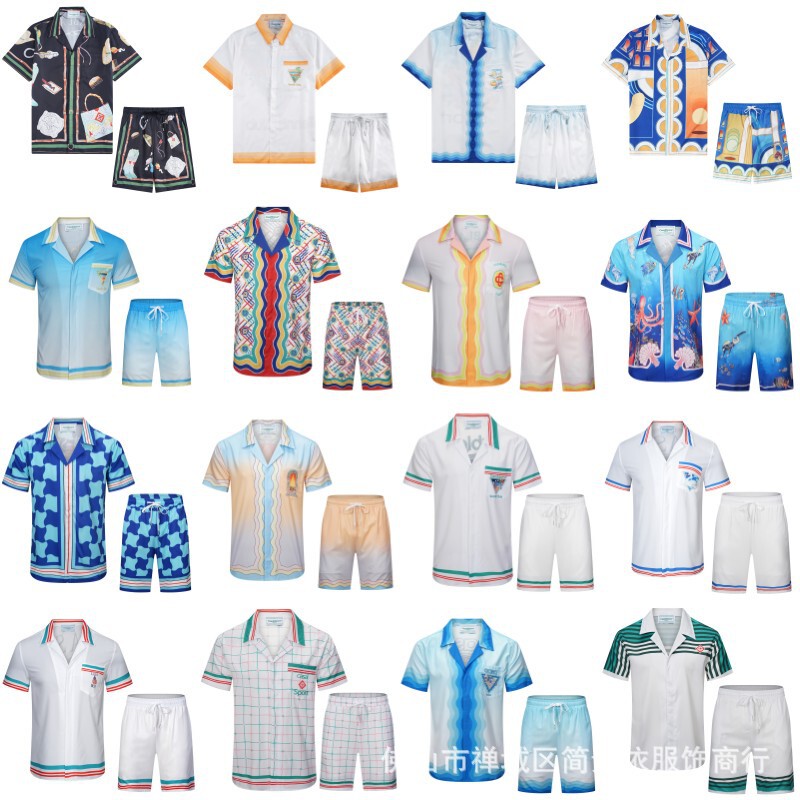 Cross Border Casablanca Summer Men's Short Sleeve Casablanca Fantasque High Street Hip Hop Beach suit Shirt