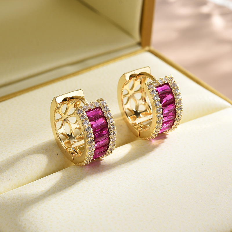 Fashion Geometric Copper Plating Zircon Earrings 1 Pair