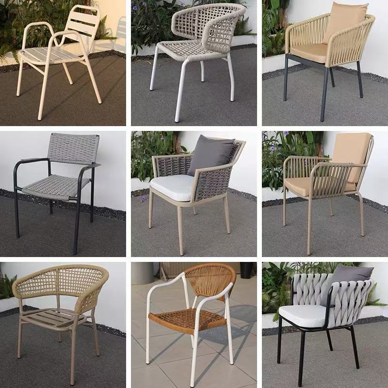 silla de caña de patio respaldo de aluminio al aire libre silla de caña terraza patio al aire libre silla de caña de jardín